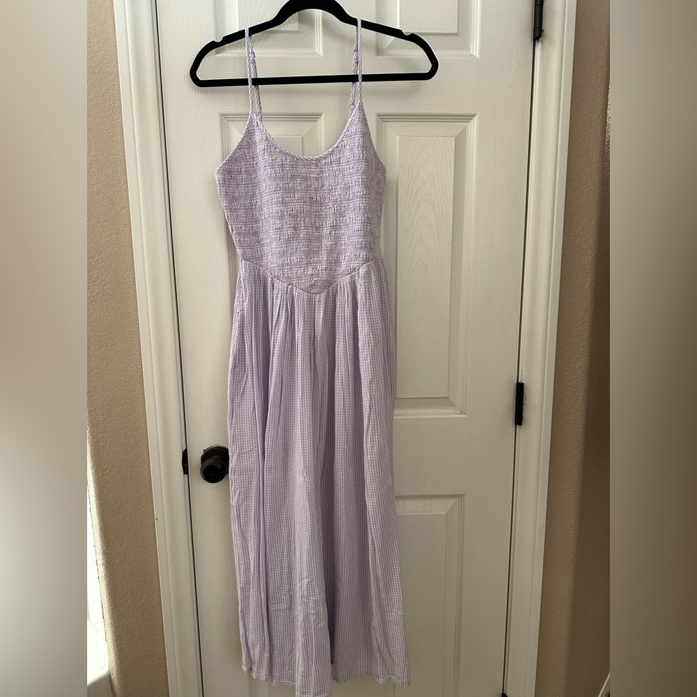 New Aerie Barre Gingham Midi Dress